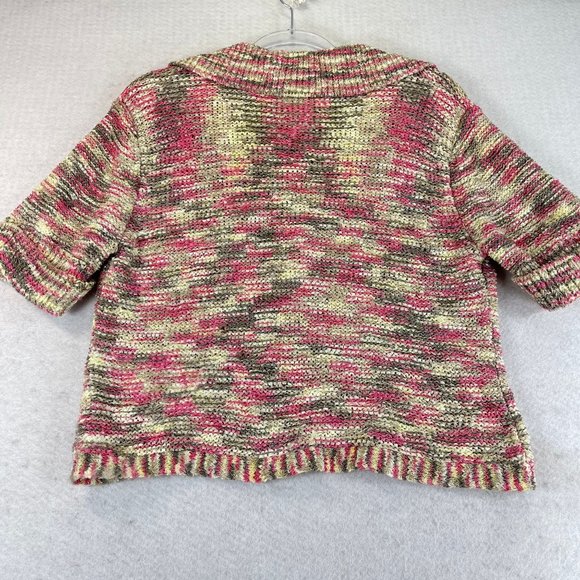 Vintage ANNE KLEIN Womens M Multi Knit Short Sleeve Button Up Cardigan Sweater - Picture 7 of 7